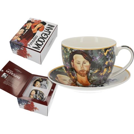 Taza con platillo regalo de porcelana Modigliani Leopold Zborowski (1/3)