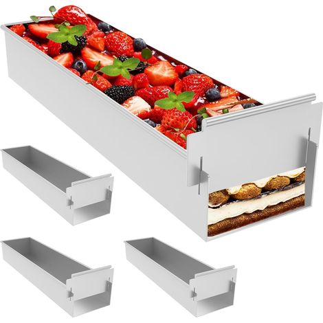 Lot de 4 Cadres à gâteau, Réglables, Alliage d'aluminium, Antiadhésif, Pour Tiramisu