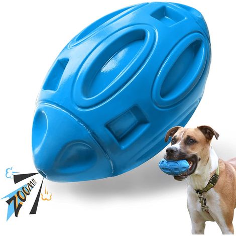 Juguete chirriante para perros: ideal para perros a los que les gusta masticar. Pelota masticable de goma: para cachorros, con chirriador juguete para mascotas prácticamente indestructible y duradero. (1/3)