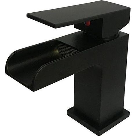 Grifo monomando para lavabo cascada TANO negro mate (1/4)