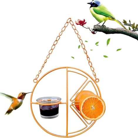 Funktioneller Kolibri-Orioles-Vogelfutterspender mit Obstplatzierung, Gelee-Futterbecher für den Außenbereich, Hof, zum Aufhängen, Balkon, Garten, Terrasse, Orange, 17,8 cm
