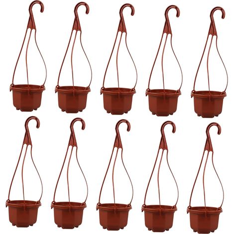 ifundom Lot de 10 jardinières suspendues octogonales en plastique avec crochets (1/5)