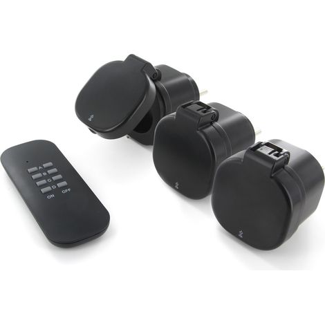 Chacon – Set de 3 mini prises étanches IP44 – Télécommande 4 canaux – Puissance 2300W – Résistantes aux intempéries – Pour extérieur (1/7)