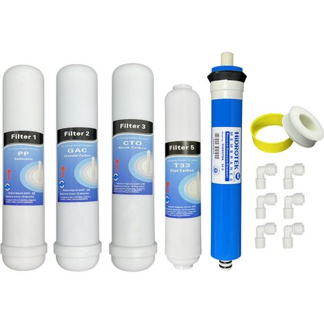 Jeux 4 filtres + membrane 50 GPD osmose inverse compatible