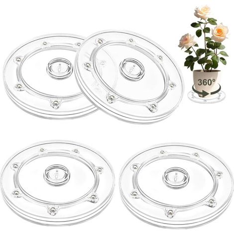 4-Piece Rotating Turntable Set, Universal 15cm TV Turntable, 360° Rotating Transparent Tray, Swivel Stand for Bonsai Plants, TVs, and Monitors (1/5)