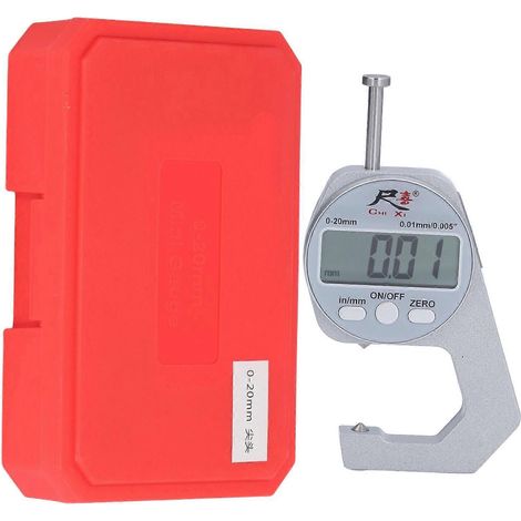 Mini-Dickenmessgerät mit digitaler LED-Anzeige, 0 bis 20 mm, multifunktionales Dickenmessgerät für Leder und Stoff