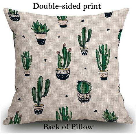 Housse de coussin motif cactus et plantes grasses avec motif de cactus et plantes succulentes Design tendance Carré Housse de coussin pour la maison, la voiture, la cuisine Coton et (1/5)