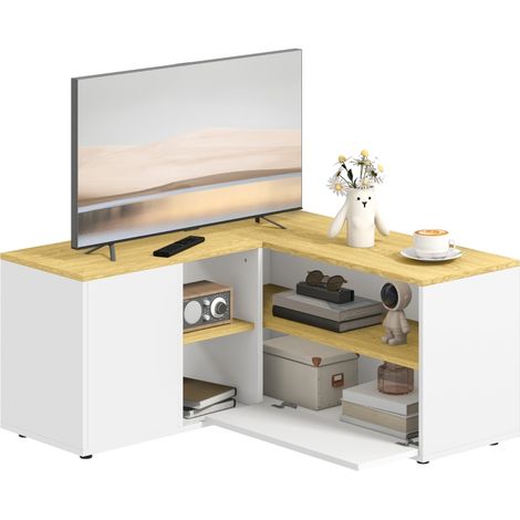 Meuble TV Mobile pour écran de 40 pouces avec 3 étagères ouvertes et 2 placards en aggloméré 90x90x45 cm (1/5)