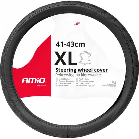 Funda de cuero acolchada para volante de coche XL 41-443cm SWC-51-XL amio-03563 (1/4)