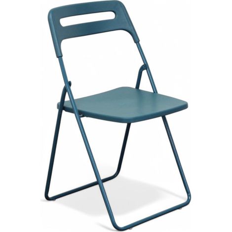 Sedia senza braccioli in resina impilabile con schienale aperto 40x43xH78 cm Elettra - Blu (1/5)