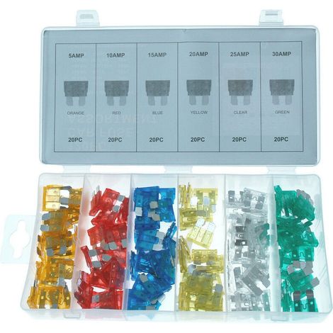 Coffret 120 PCS Fusibles de 5 à 30 A,Chaque coffret contient 20 pièces de fusibles de différentes intensités (1/5)