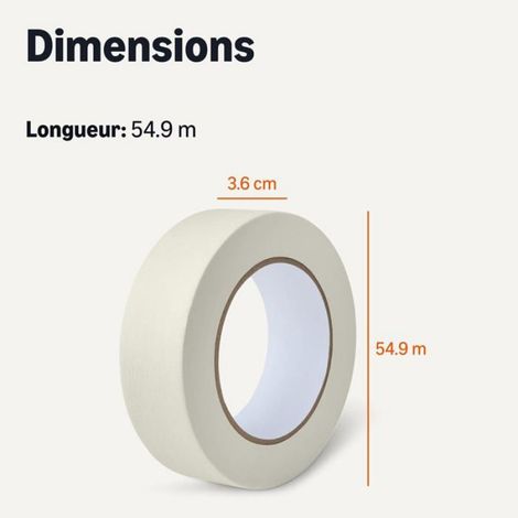 Ruban De Masquage - 3,6 Cm X 55 M - Multi-surfaces - Pour Peinture Et Bricolage - 1 Piece (1/5)