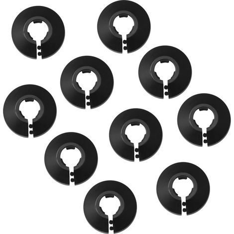 10 Pièces Colliers de Tuyau de Radiateur Couvercle Noir, Colliers de Pipe en Plastique Rosace Radiateur, Plomberie Cache Tuyaux pour D'eau 16 mm Diamètre Rosace de Radiateur (1/4)