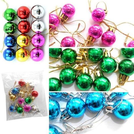 24 PCS of 6-color Mini Christmas Tree Baubles Matte and Glitter Decorated Baubles Xmas Hanging Decorations 30mm (1/4)