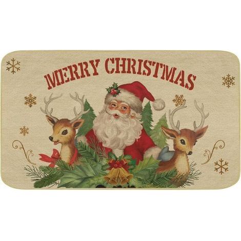 Tapis de Sol de Noël, Paillasson Noel, Tapis Antiderapant et Absorbant, Paillasson Père Noël Décoration de Noël, Tapis Entrée pour Couloir, Intérieur et Extérieur 40 X 60 cm (1/5)