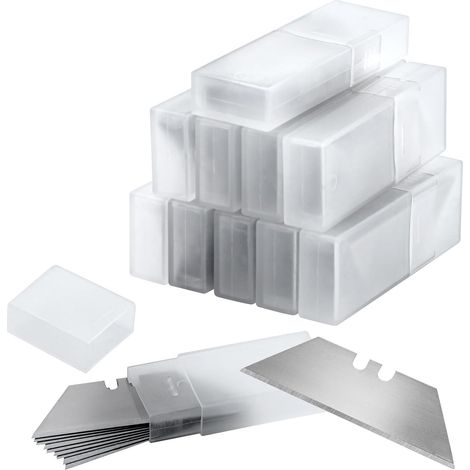 100 pcs lames de couteau utilitaire Lames de coupe-boîte en acier à haute teneur en carbone Recharges, lame standard pour coupe-boîte pour cloison sèche, cuir, caoutchouc et plus (1/5)