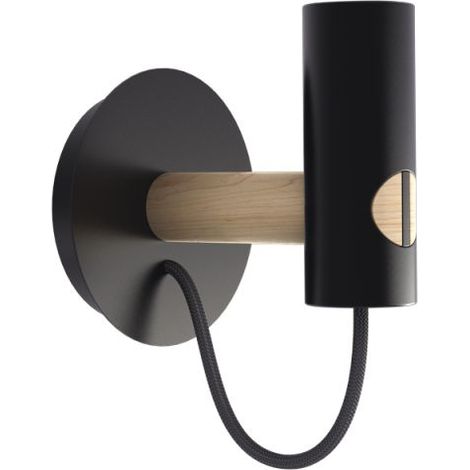 Xanlite - Applique Tenon en bois naturel et métal noir, culot E27 - XDATENONWB (1/4)