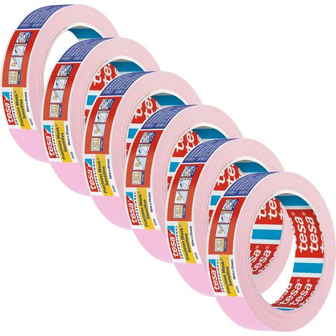 tesa Precision Masking Tape 4333 per superfici sensibili interne, estremamente piatto Rosa chiaro, 50 m x 25 mm ciascuno, confezione da 6 (1/5)