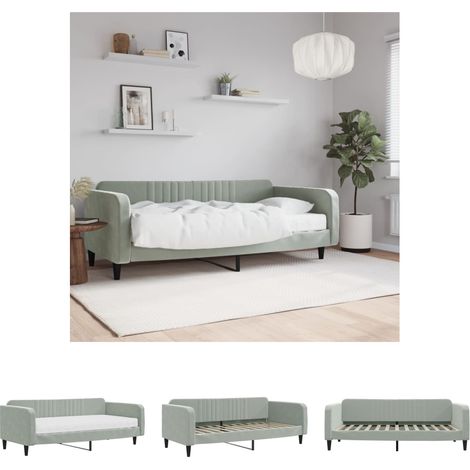 The Living Store Tagesbett mit Matratze Hellgrau 100x200 cm Samt - Betten & Bettgestelle (1/5)