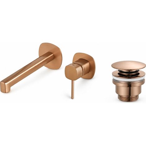 IMEX - Grifo de lavabo monomando empotrado Firenze, Oro rosa cepillado (1/5)