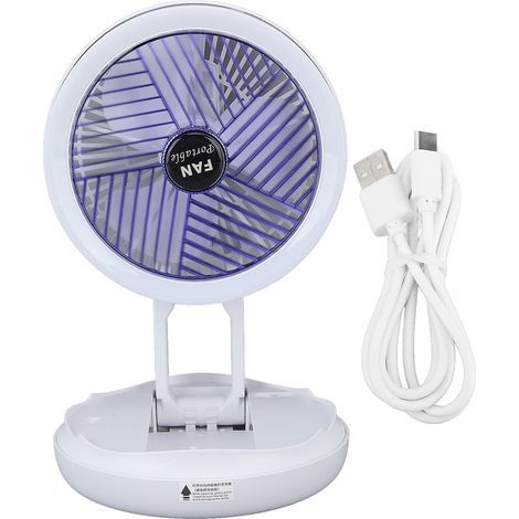 HONORNIC - Ventilateur de bureau portable et silencieux, petit ventilateur de bureau USB rechargeable avec LED, rapport qualité-prix imbattable.