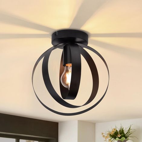 GBLY Plafoniera industriale nera Lampada da soffitto - Lampada da interni in metallo vintage E27 Paralume retrò inclinabile Illuminazione per corridoio Camera da letto Sala da pranzo Max.40W (1/5)