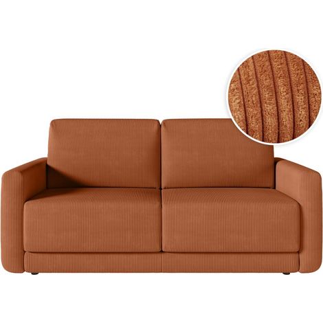 Canapé CLARA convertible  3 places couchage quotidien 140x190cm matelas 17cm velours terracotta