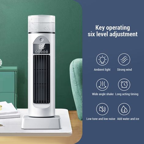 Ventilatore a torre Toivize, condizionatore d'aria portatile senza ventola Toivize con nebulizzatore USB, funzionamento silenzioso, 6 velocità, timer e luce LED. (1/4)