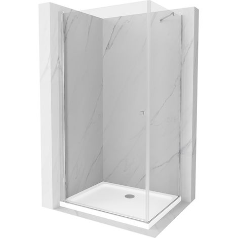 Mexen Pretoria kippbare Duschabtrennung 80 x 100 cm, Transparent, Chrom + Duschwanne Flat - 852-080-