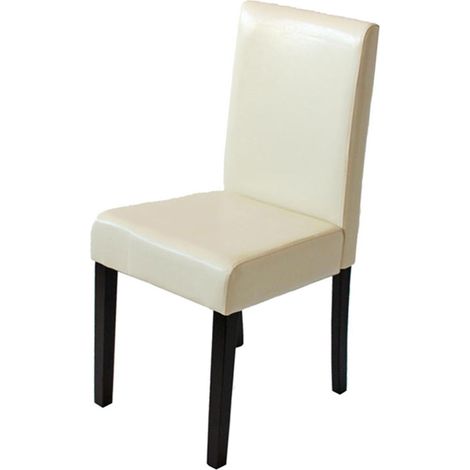 Silla comedor cocina en color crema patas madera sintética oscura diseño moderno 040002313