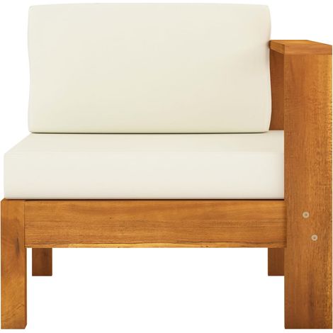 INLIFE Canapé central avec 1 accoudoir Blanc crème Acacia solide (1/5)