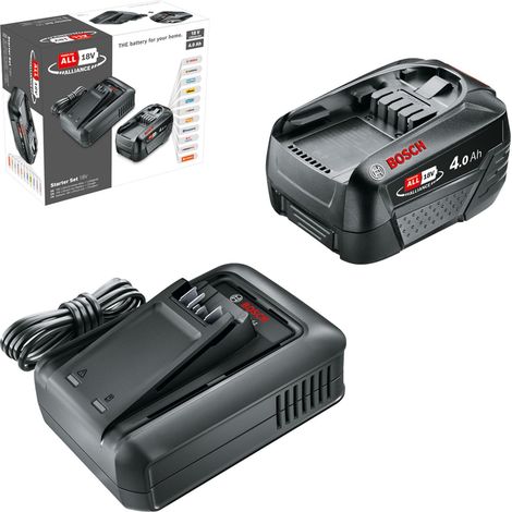 Bosch – Batterie Li-Ion 18V 4.0Ah – Chargeur AL 18V-44 – 1600A031T6 – Compatible POWER FOR ALL – Charge rapide en 59 min