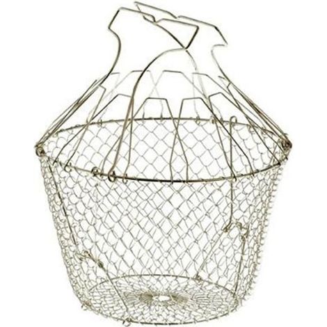 Panier à salade pliant inox 22.5cm avec raidisseurs – Fil inox tressé – Rangement compact – Pour professionnels de la cuisine – Tellier (1/5)