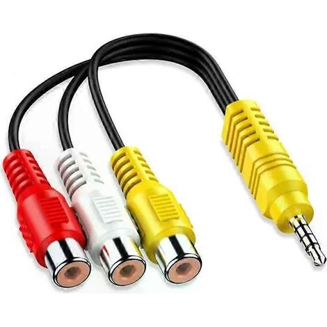HONORNIC - 10/5/3/1 pièce pour câble RCA dédié TCL avec prise jack 3,5 mm, adaptateur auxiliaire mâle vers 3 RCA femelles, mini-adaptateur audio/vidéo stéréo AV 18 mm (1 pièce)