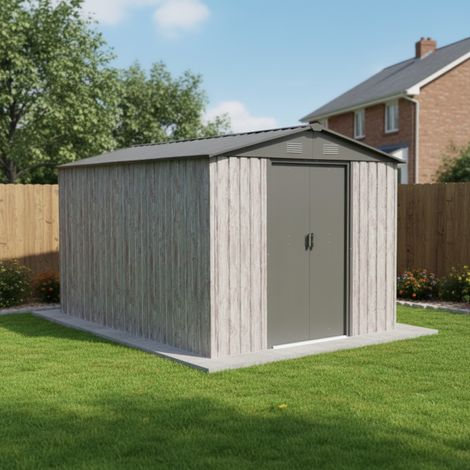 Abri Jardin Métal 7,15m²WoodTouch Beige + Kit Ancrage X-METAL (1/5)