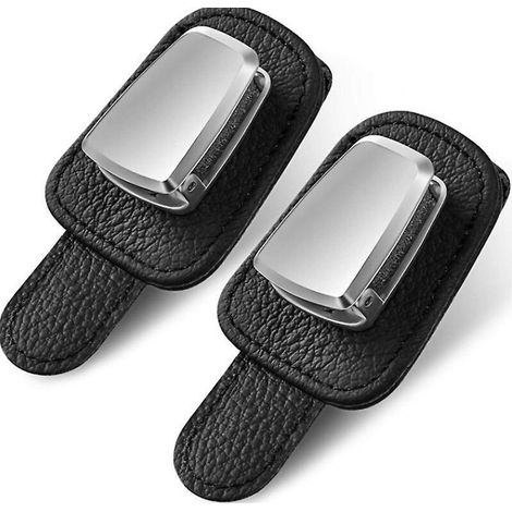 Set mit 2 Sonnenbrillenhaltern für die Sonnenblende im Auto mit Parkkartenclip – Schwarz (1/5)