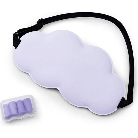 Weiche schlafmaske in Wolkenform, verdunkelnde Maske für Seitenschläfer, verstellbarer Gummizug (Violett) (1/4)