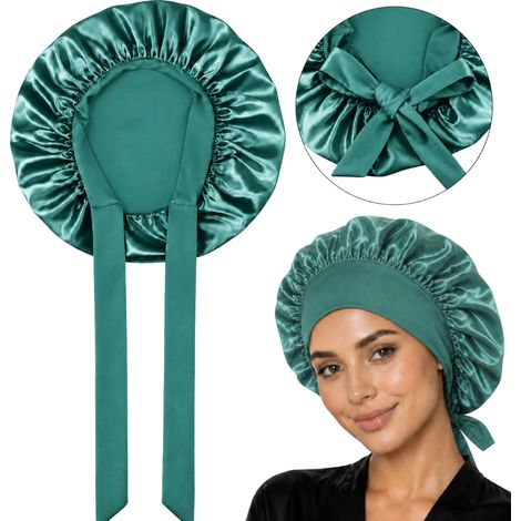 Cuffia da notte in seta, cuffia da notte in raso con fascia per capelli (1/5)