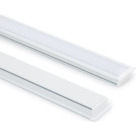 Perfil Aluminio Pisable Suelo para Tiras LED hasta 12 mm Blanco 2 m Blanco traslúcido