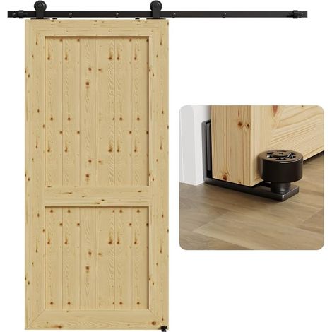 200cm Quincaillerie Kit de Rail pour Porte Coulissante avec Guide de Plancher, pour Grange,forme de J