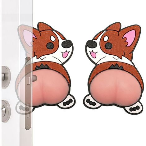 Cale de porte décorative, silicone, chien, adhésif, antichoc (1/5)