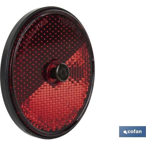 Runder Reflektor mit Schraube zur Befestigung an Fahrzeugen Ø60mm aus rotem PMMA