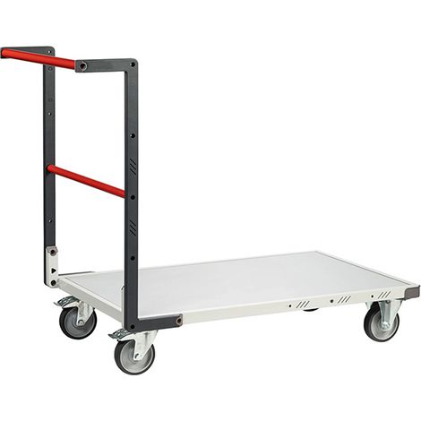 Modularer Transportwagen mit fester Rückenlehne aus Rohr – Ladefläche 1000 x 595 mm – Max. Tragkraft 250 kg – Räder aus Thermoplast – Wird zur Selbstmontage geliefert - 804722120 (1/3)