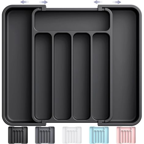 Range-couverts pour tiroirs Noir pour tiroirs de cuisine organiseur de rangement pour couverts et ustensiles DEXMBL (1/5)