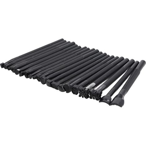 Lot de 20 outils d'estampage du cuir, divers motifs, outils de poinçonnage du cuir résistants à l'usure avec poignée antidérapante pour l'artisanat de (1/5)