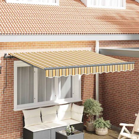 Retractable Awning Yellow and Grey 250 x 200 cm Fabric vidaXL (1/5)