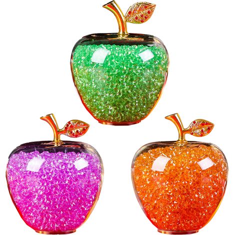 Lot de 3 Pommes en Cristal Décoratives 6cm Vert Violet Jaune Cadeau Créatif Noël Emballage Bulles Protection (1/5)