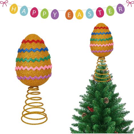 Arbre De Décoration De Pâques - Œufs De Pâques En Mousse Avec Support Métallique - Décoration De Printemps Pour Intérieur Bureau Et Fêtes - Lot De 1 (1/5)