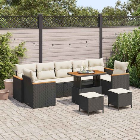 vidaXL Conjunto de sofás de jardín Negro ratán sintético (1/5)