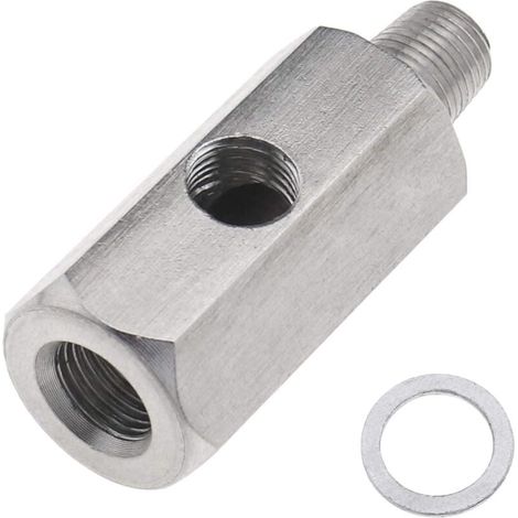 Adaptador en T para sensor de presión de aceite M12x1.5 1/8 NPT, conector de línea turbo para bricolaje - Acero inoxidable